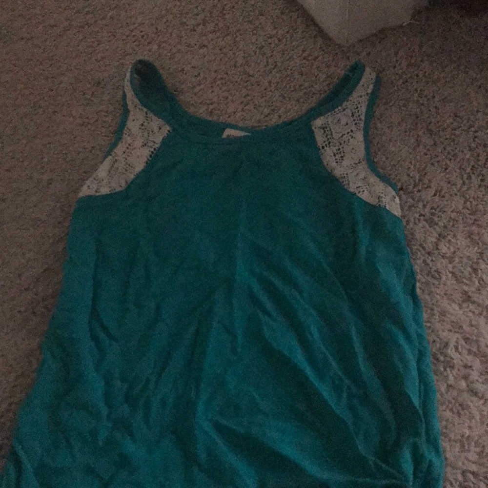 Green with lace detailing tank top